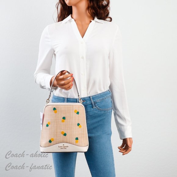 NWT Kate Spade Darcy Pineapple Embroidered Bucket Bag Crossbody & Wallet *SET* - Picture 2 of 16